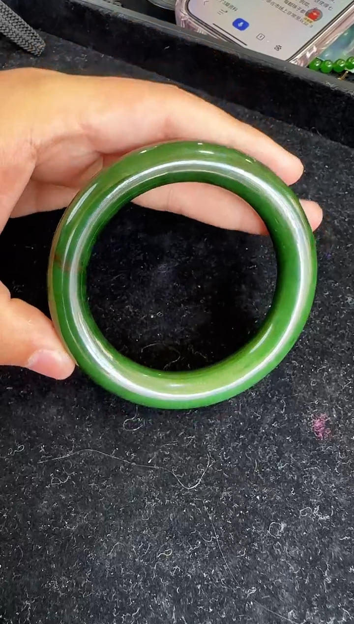 【闪购商品】和田玉（碧玉）俄七老辣绿手镯未镶嵌约60多样性发一