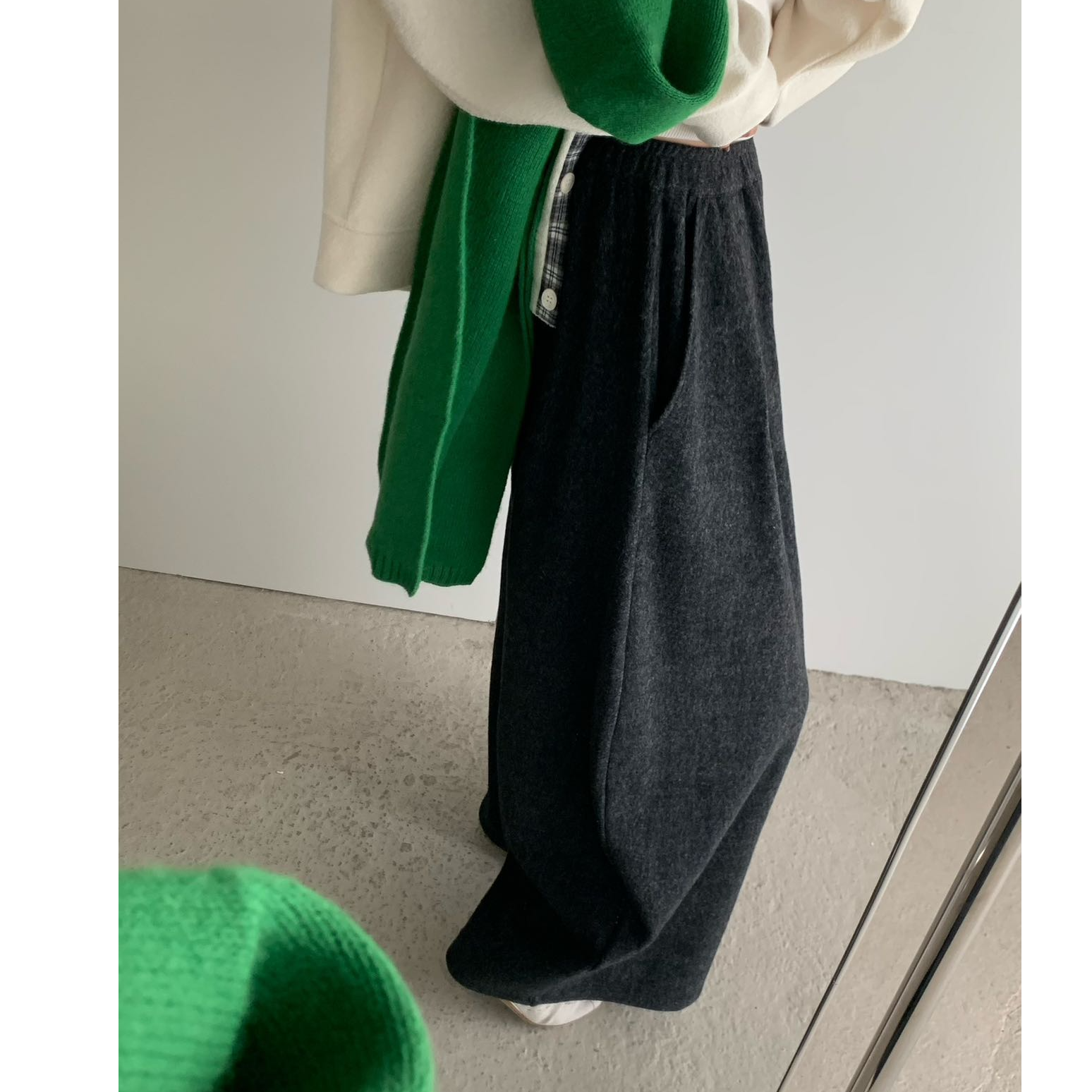 【华丽园】韩系宽松阔腿裤弯刀裤2025新款女直筒裤厚绒百搭秋冬裤