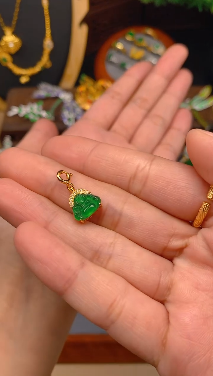 【闪购商品】翡翠吊坠(不含链)银S925镶嵌佛公万能扣