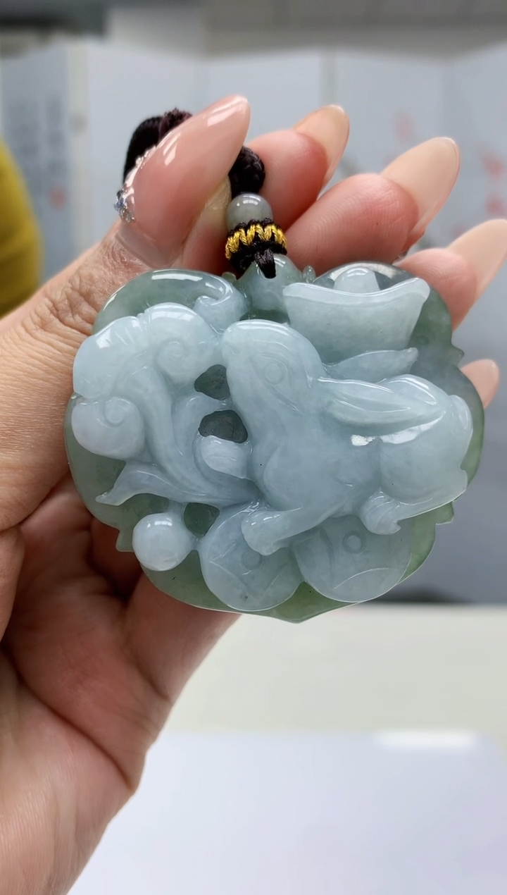 【闪购商品】定制翡翠未镶嵌4902MM-毛货挂件55