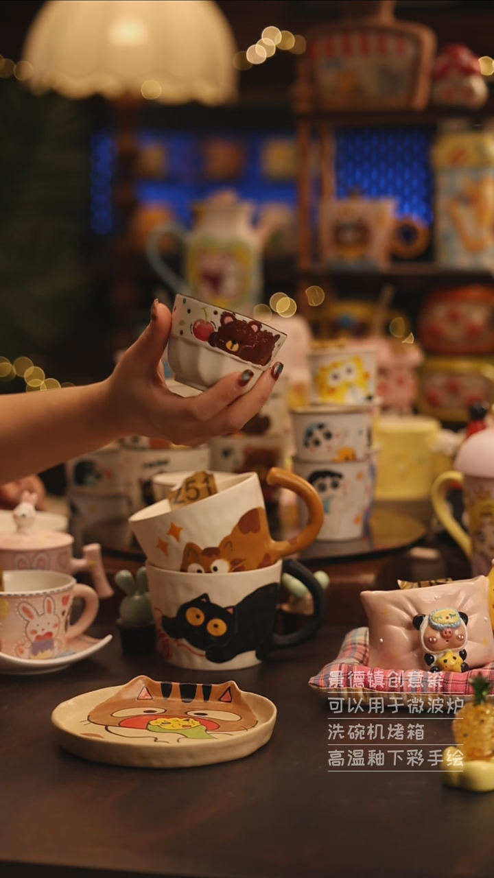 陶瓷景德镇可爱陶瓷釉下彩绘设计师款