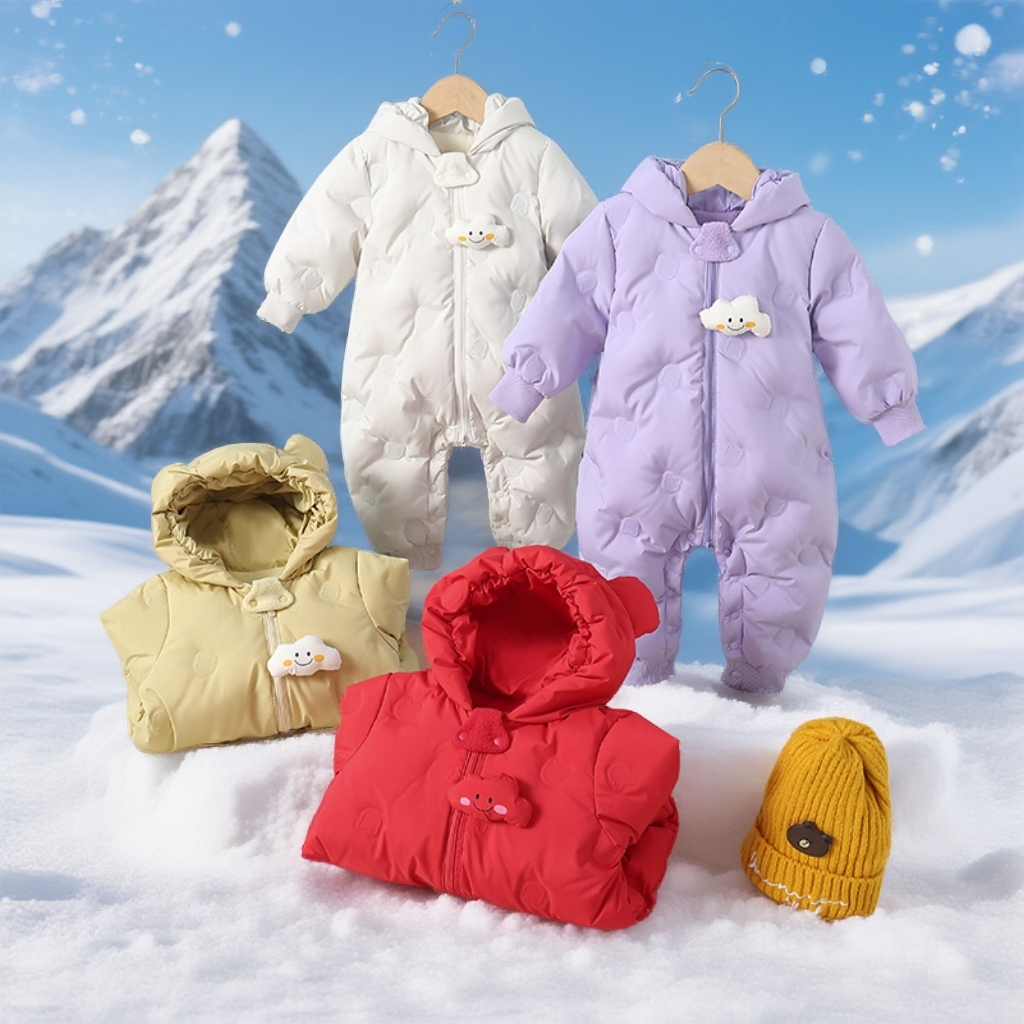 【90绒】商场婴儿羽绒服连体衣宝宝2025秋冬装外出抱衣爬服新款加厚