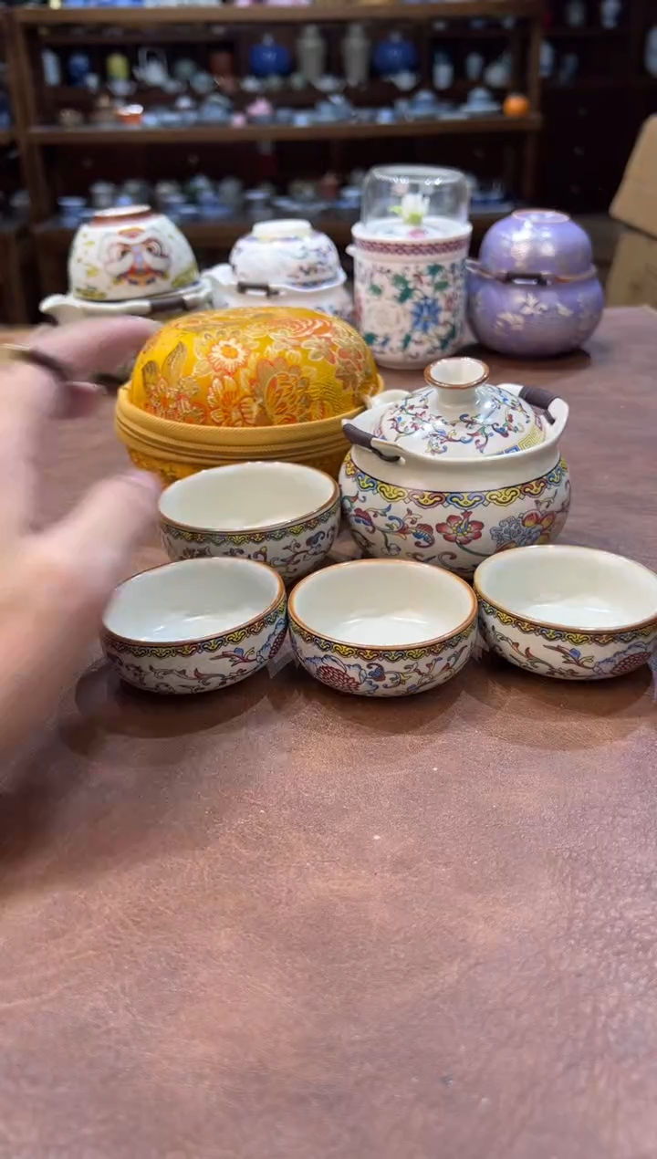 真的很便宜超好看会开片的旅行茶具