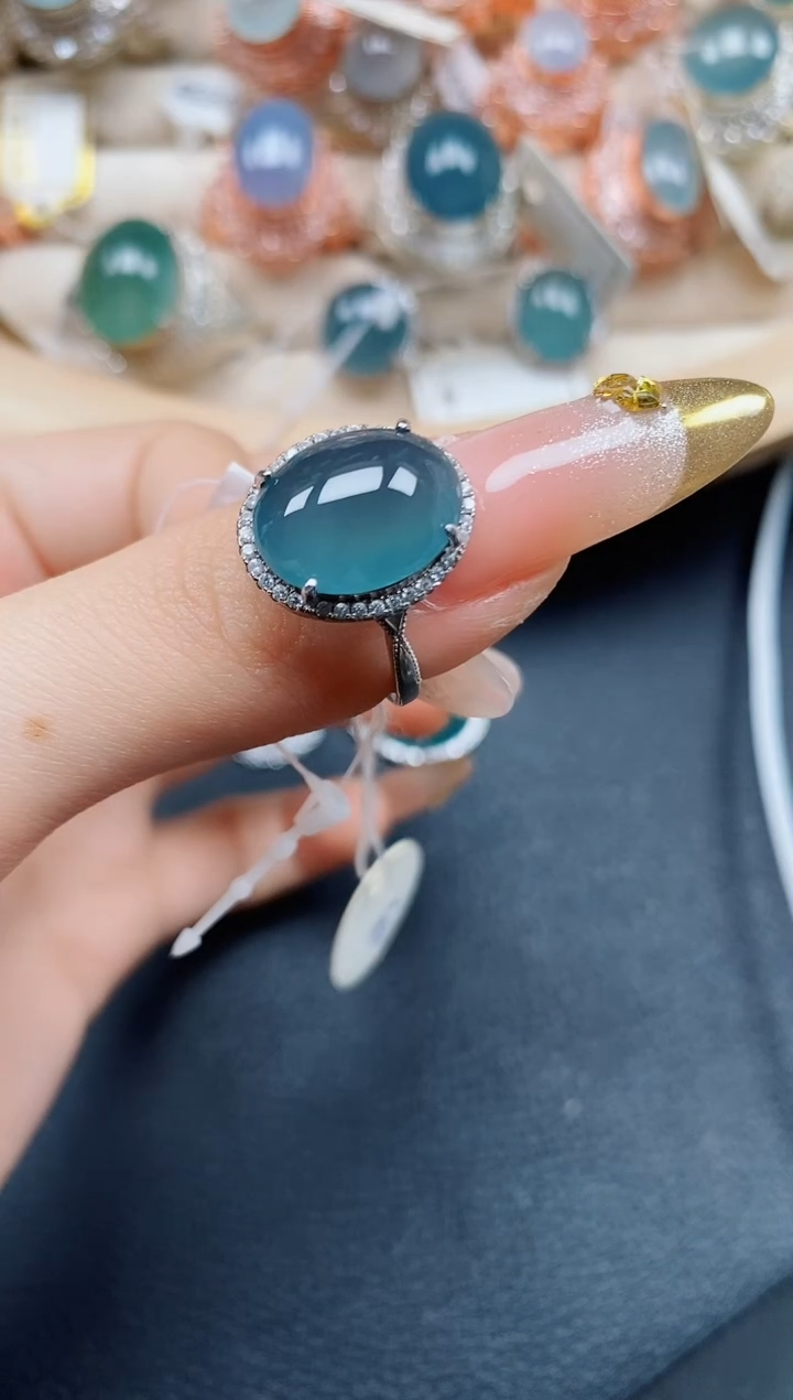 【闪购商品】翡翠戒指银S925镶嵌翡翠