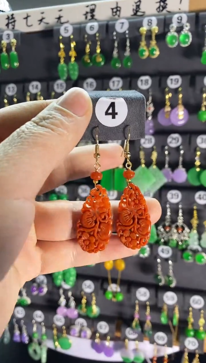 【闪购商品】翡翠耳饰银S925镶嵌4....