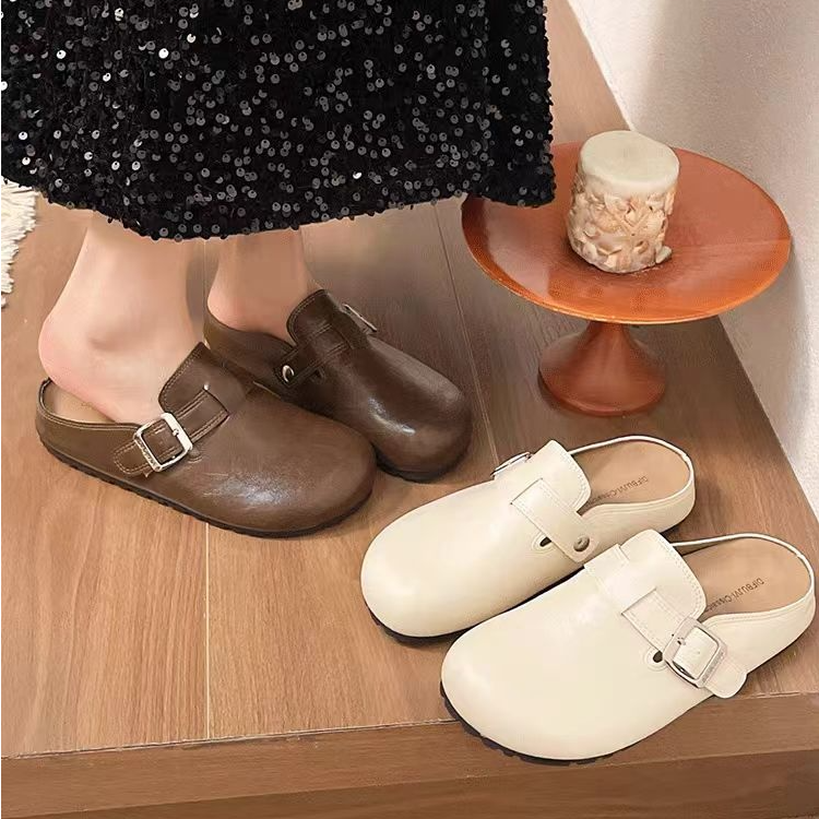 （柚子同款）夏款平底休闲软底包头半托9908