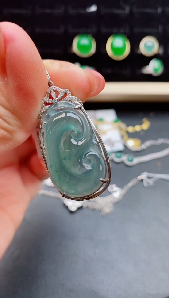 【闪购商品】翡翠吊坠(赠链)银S925镶嵌5080550