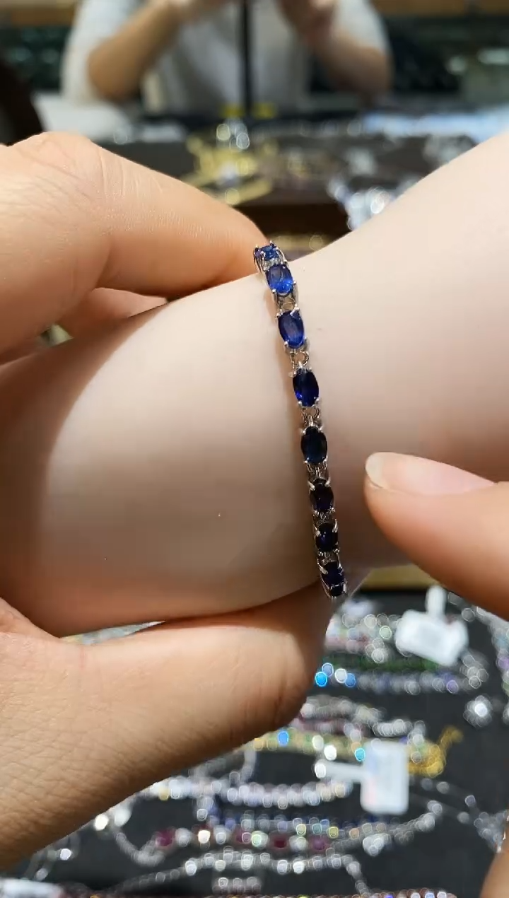 【闪购商品】蓝宝石手链银S925镶嵌手链