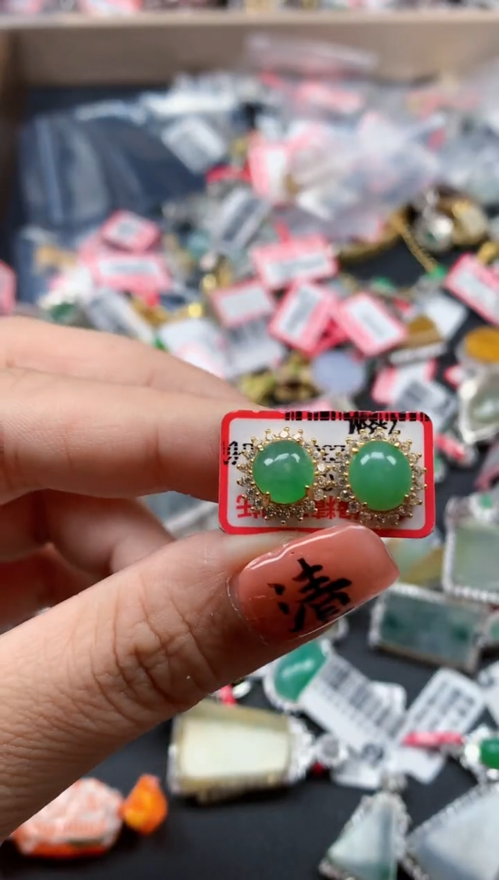 银S925镶嵌戒指翡翠天然A货缅甸翡翠