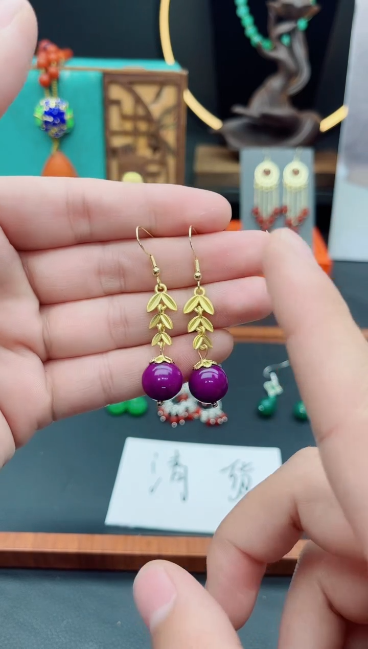 【闪购商品】玛瑙/玉髓耳饰银S925镶嵌515000