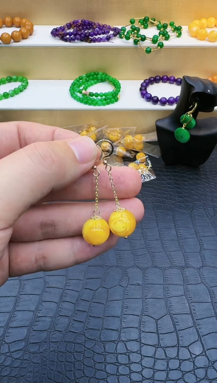 【闪购商品】蜜蜡耳饰14K金镶嵌161