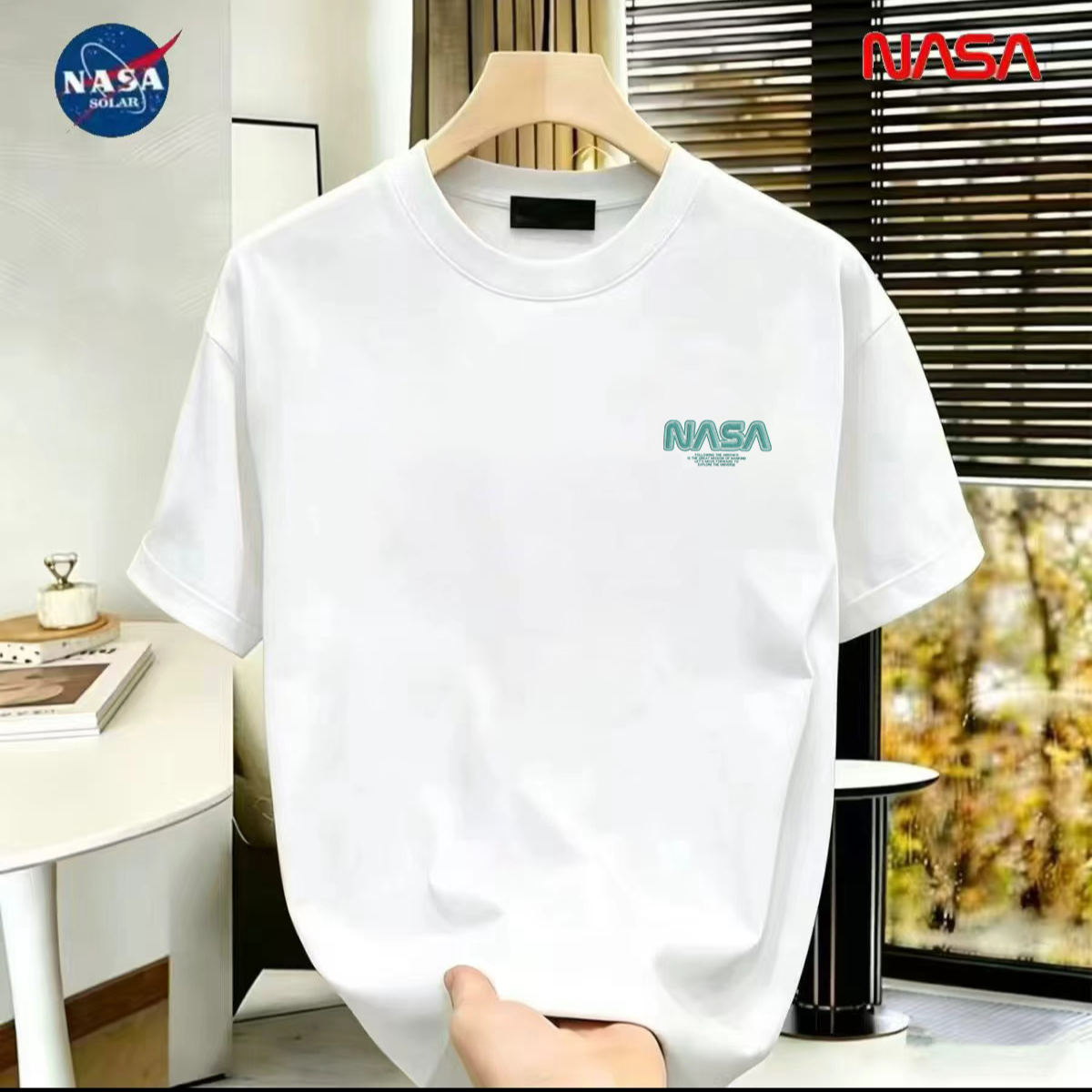 NASA联名纯棉夏季圆领短袖T恤微宽松时尚男女同款休闲百搭22