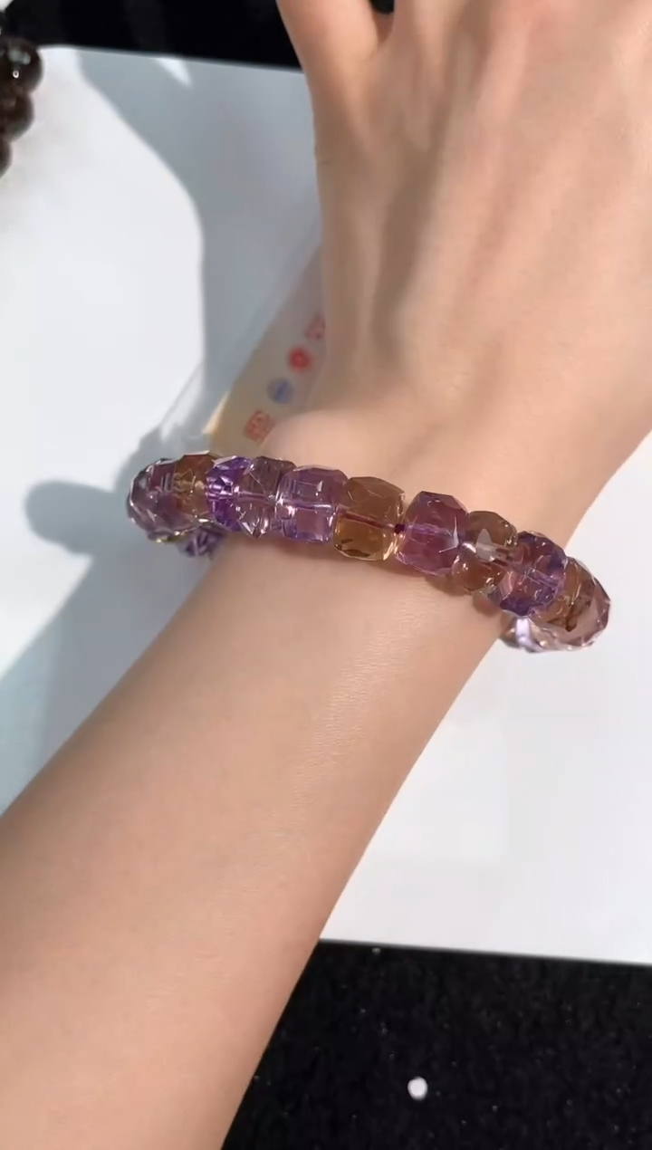 【闪购商品】水晶手链未镶嵌12号巴西紫黄切面款