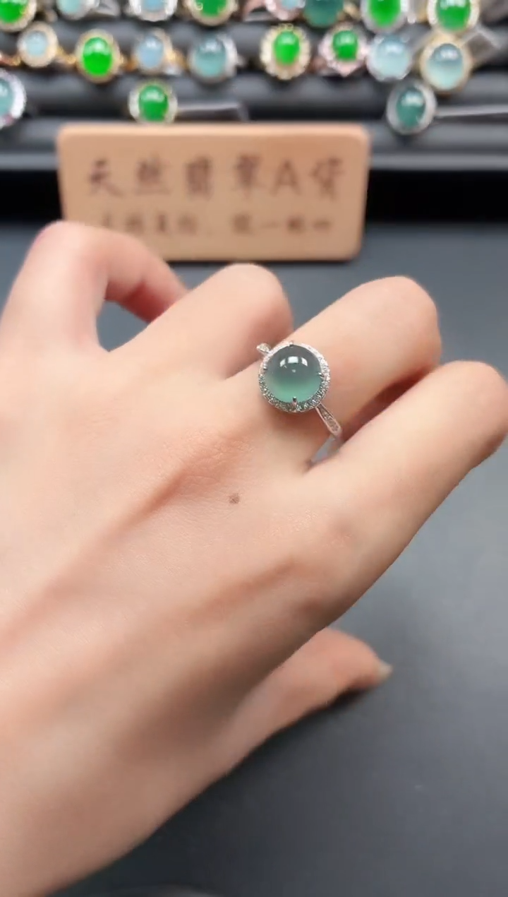 银S925镶嵌戒指翡翠111
