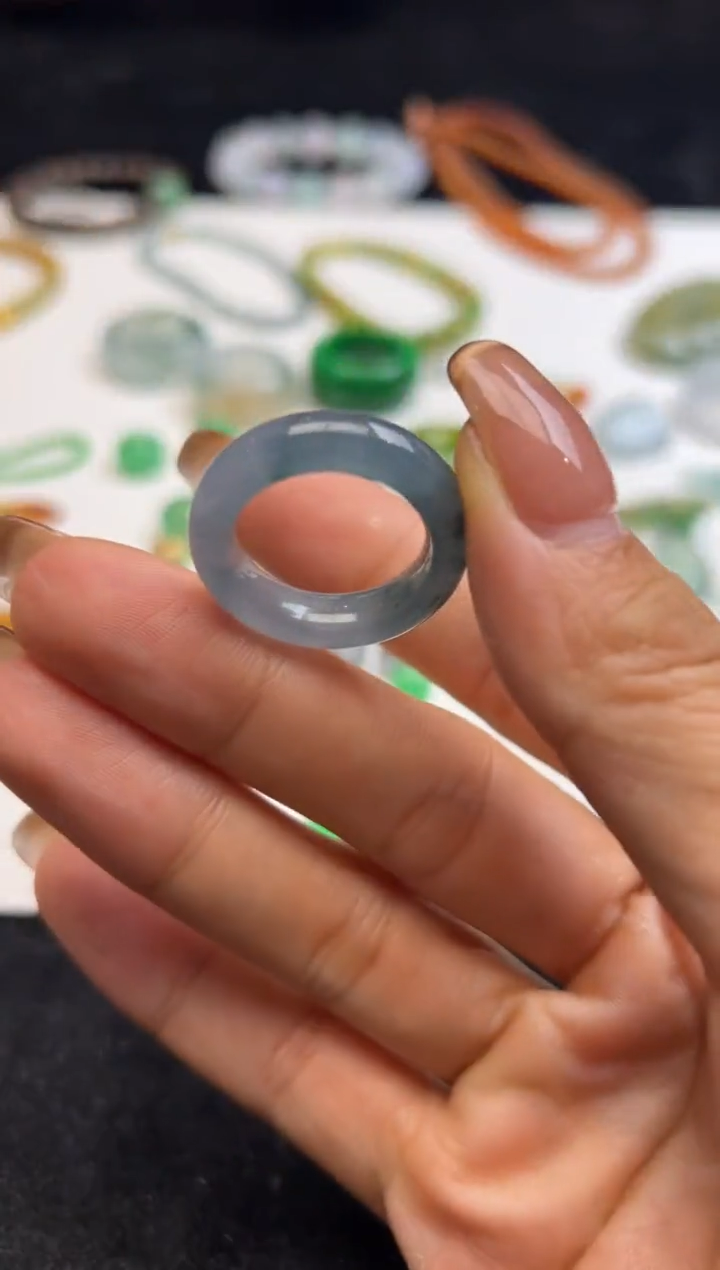 未镶嵌定制翡翠16冰乌鸡蓝戒圈2980+298