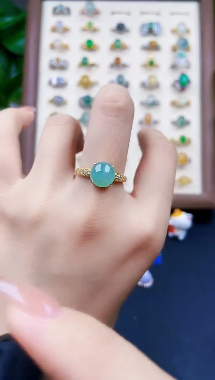 翡翠戒指银S925镶嵌12