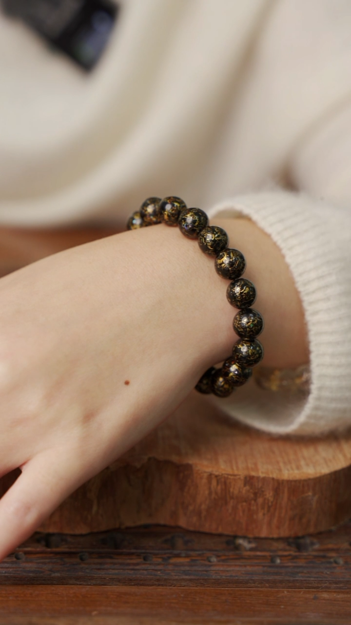大漆彰髹手串黑金1.0