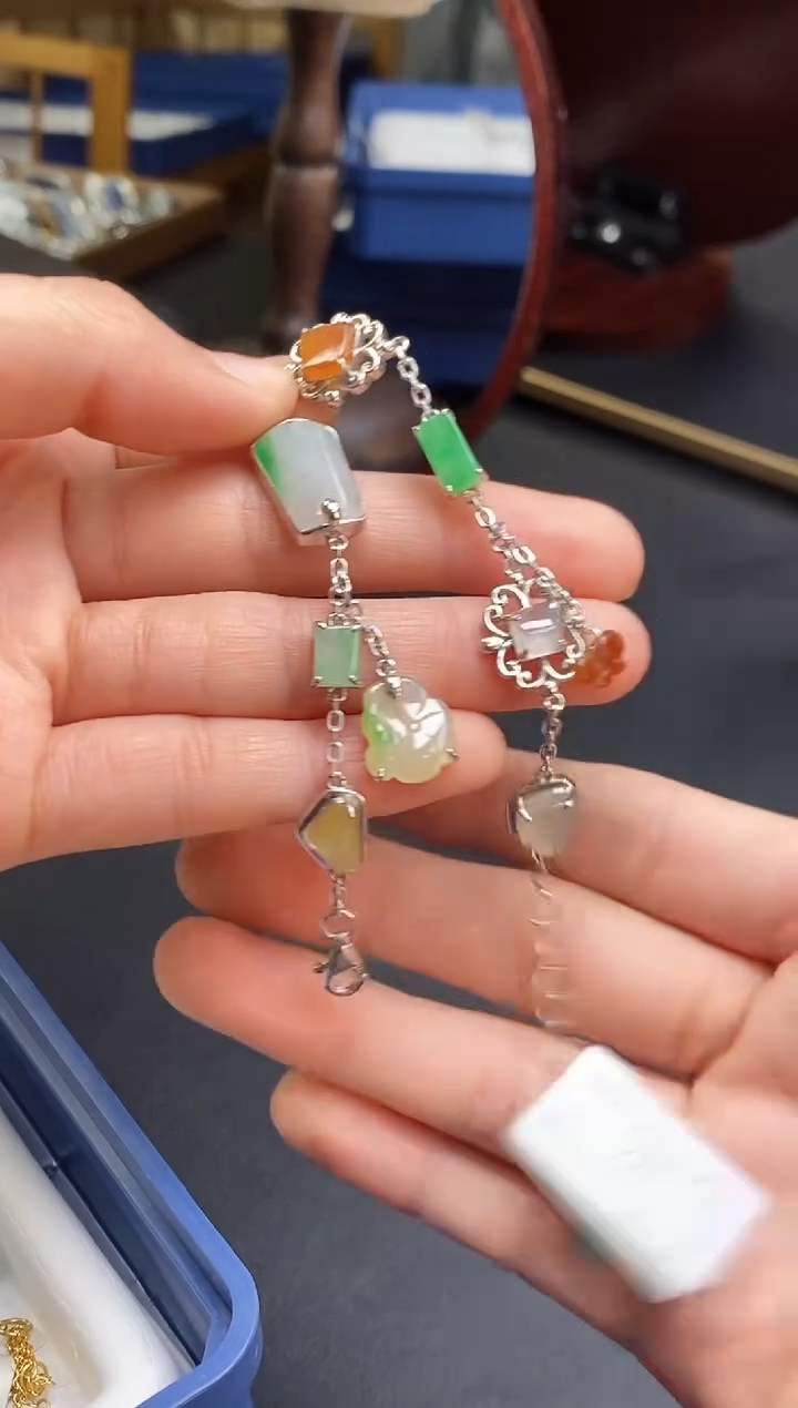 颈饰银S925镶嵌翡翠14874