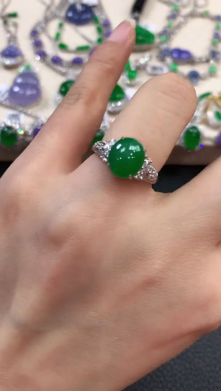 【闪购商品】翡翠戒指18K金镶嵌m2     