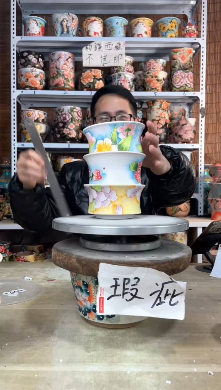 【闪购商品】摆件548陶花岛多肉陶瓷花盆罐——微瑕