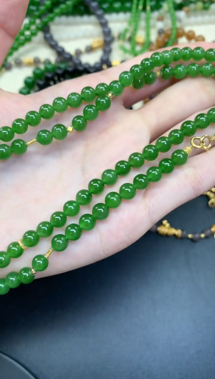 和田玉18K金镶嵌项链A290|4980