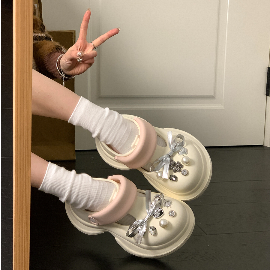 【101-200】小蛮腰洞洞鞋乳胶EVA小个子增高防滑踩屎感凉拖女外穿