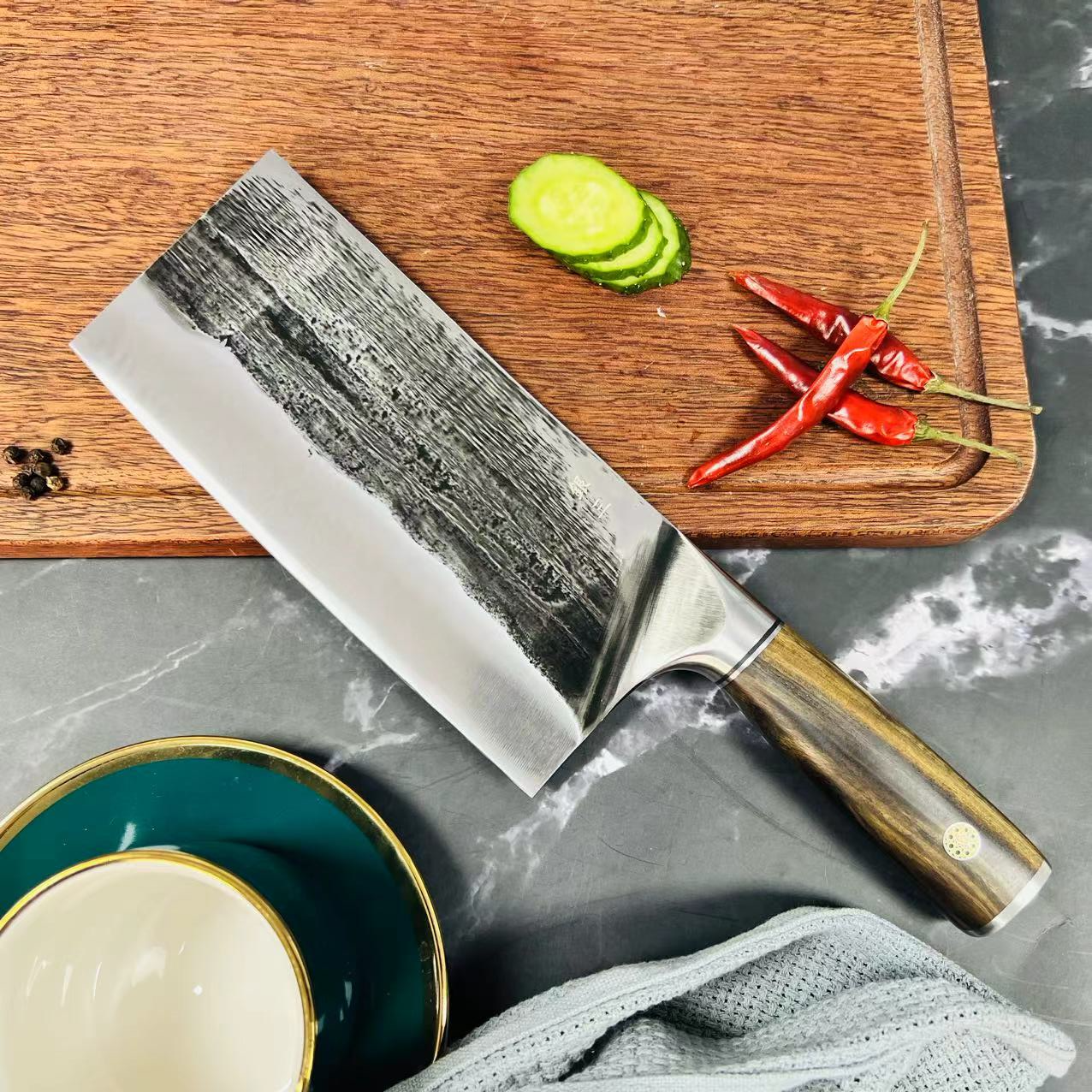 手工锻打家用菜刀厨房切片刀锋利切肉切菜刀厨师专用刀菜刀127