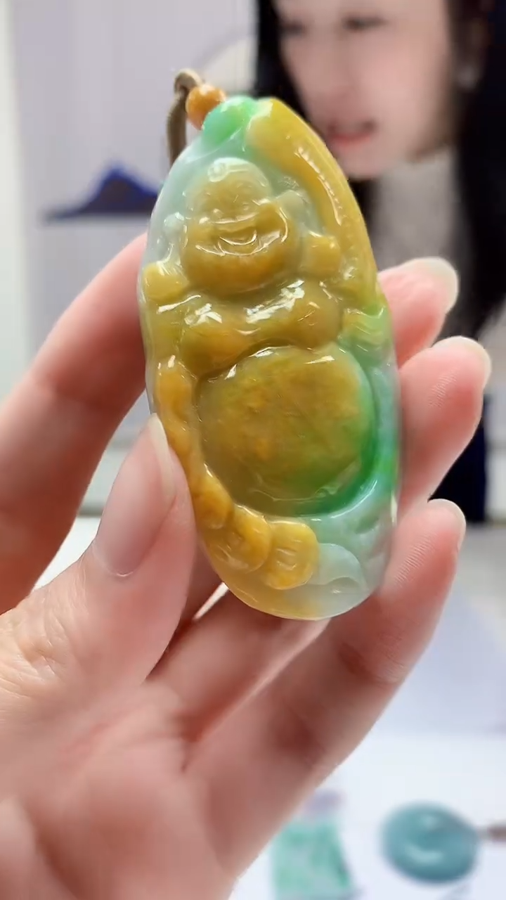 【闪购商品】定制翡翠未镶嵌4852zm-毛货挂件99佛公