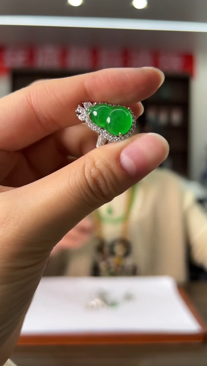 【闪购商品】翡翠戒指未镶嵌翡翠葫芦戒指HF974S038