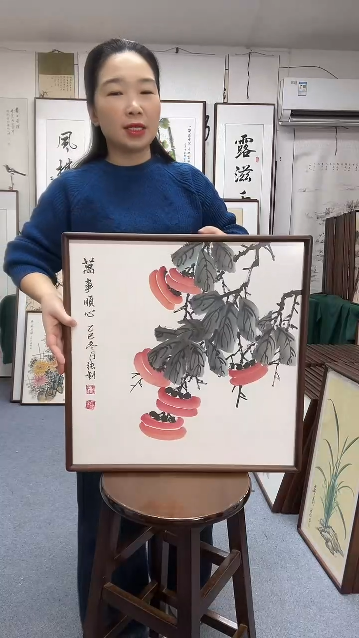 国画尺寸52*52实木画框京东包邮手绘