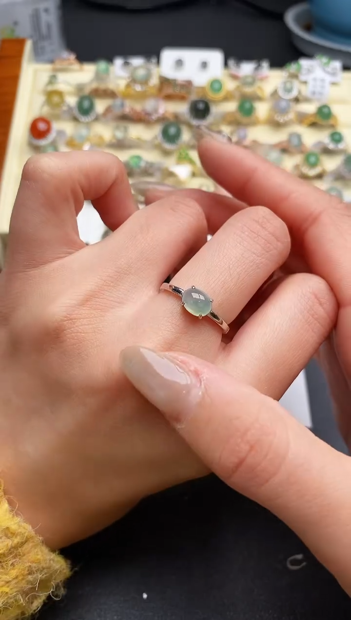 【闪购商品】翡翠戒指银S925镶嵌333333333+4