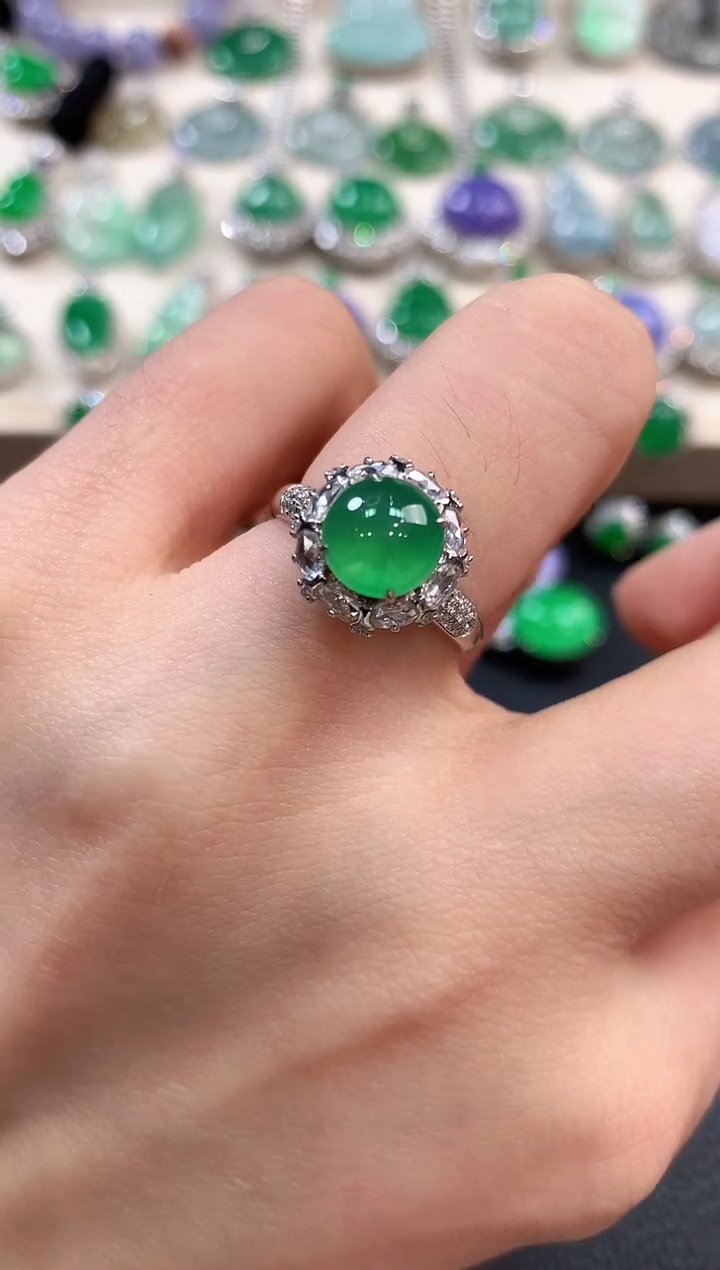 【闪购商品】翡翠戒指18K金镶嵌m14     