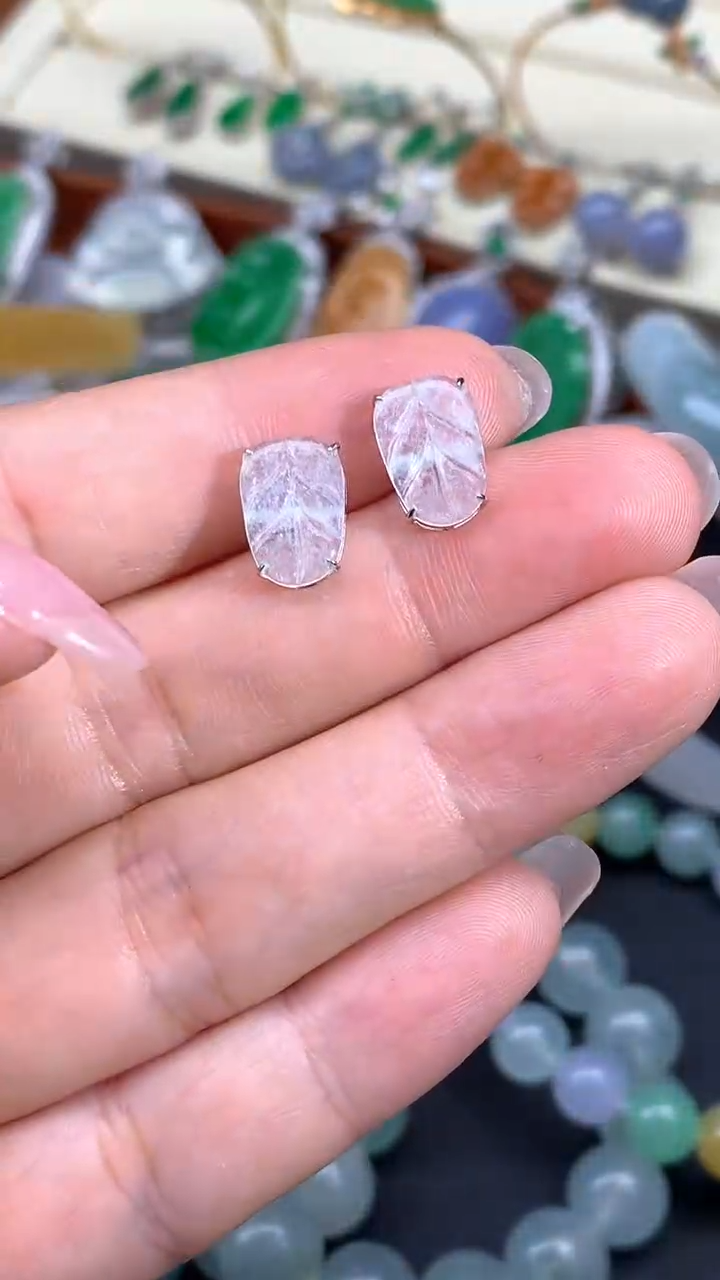 【闪购商品】翡翠耳饰18K金镶嵌7-天然翡翠