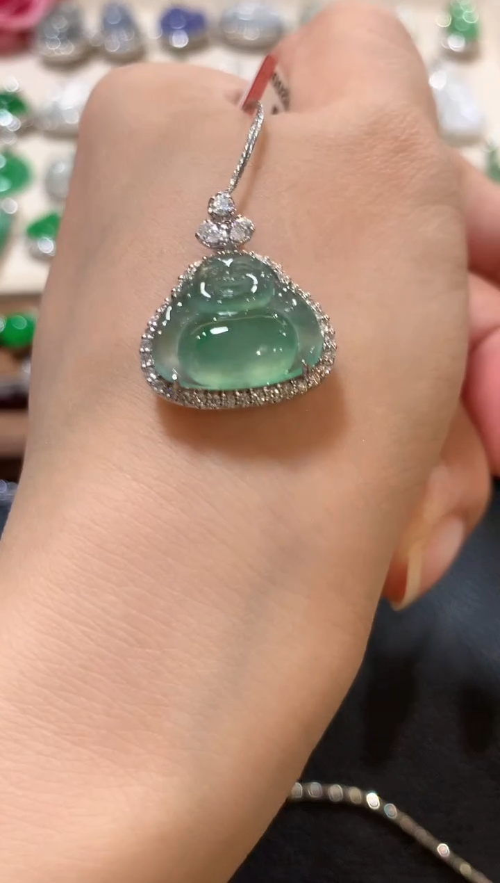 吊坠(不含链)18K金镶嵌翡翠z91  