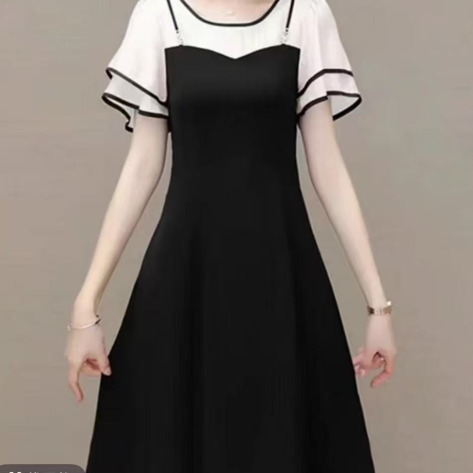 圆领方领高腰连衣裙赫本风69
