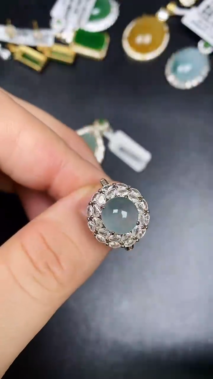 银S925镶嵌戒指翡翠3630