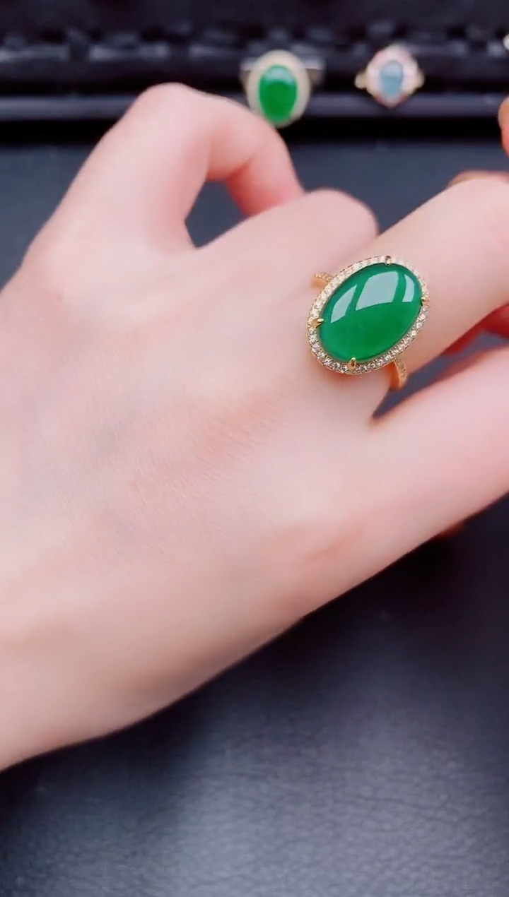 【闪购商品】翡翠戒指银S925镶嵌天然a货翡翠271