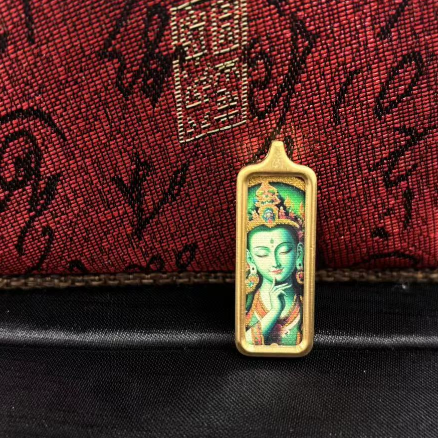 绿度母长方形唐卡吊坠*（多样性单个发货）