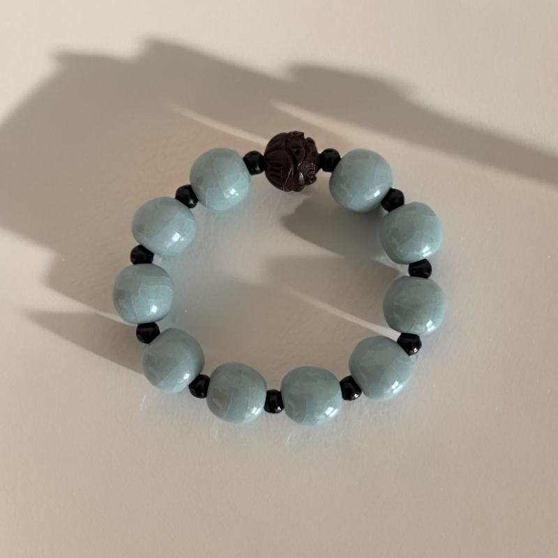 汝瓷汝瓷原产地原矿粉青釉男士手串