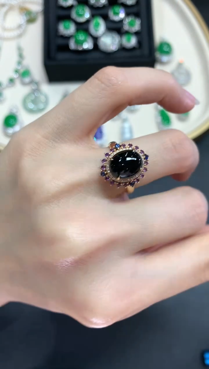 【闪购商品】翡翠戒指18K金镶嵌A276|6800