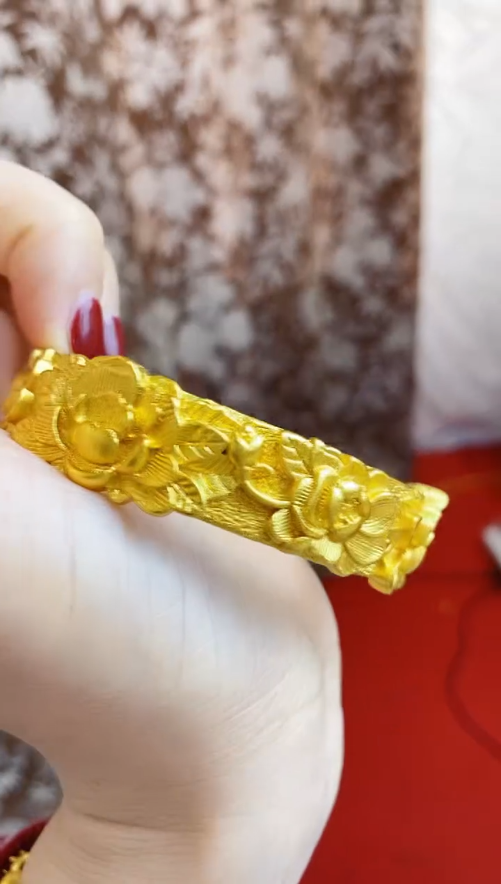 合金无017牡丹开口手镯