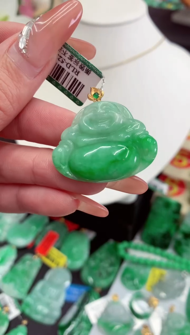 翡翠18K金镶嵌吊坠(不含链)挂件