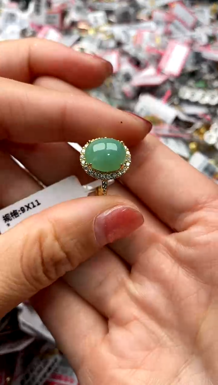 【闪购商品】翡翠戒指银S925镶嵌222222     8