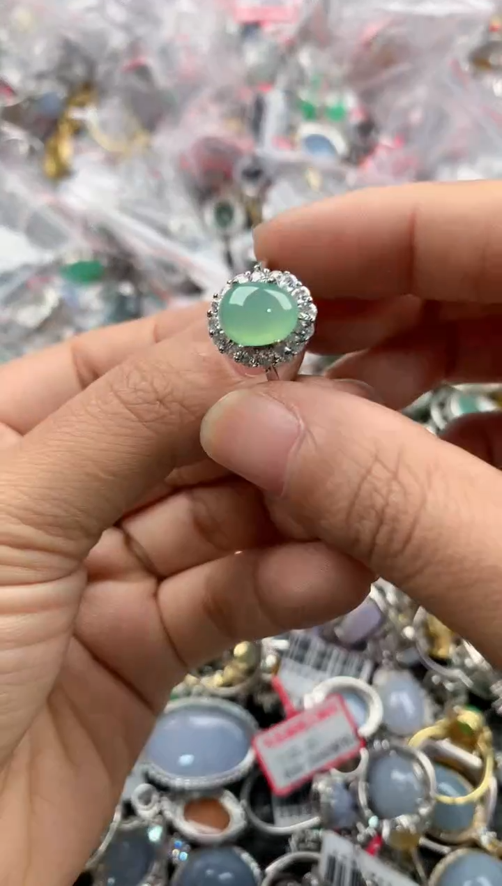 银S925镶嵌戒指翡翠222---9