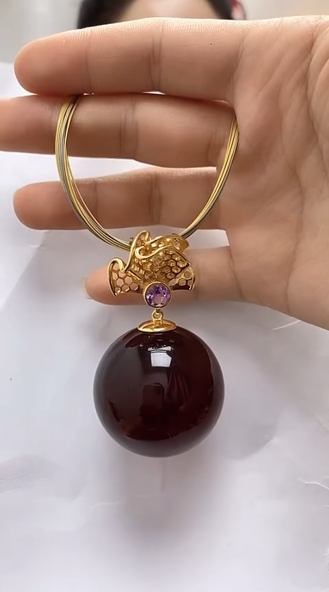 【闪购商品】琥珀裸石银S925镶嵌琥珀吊坠