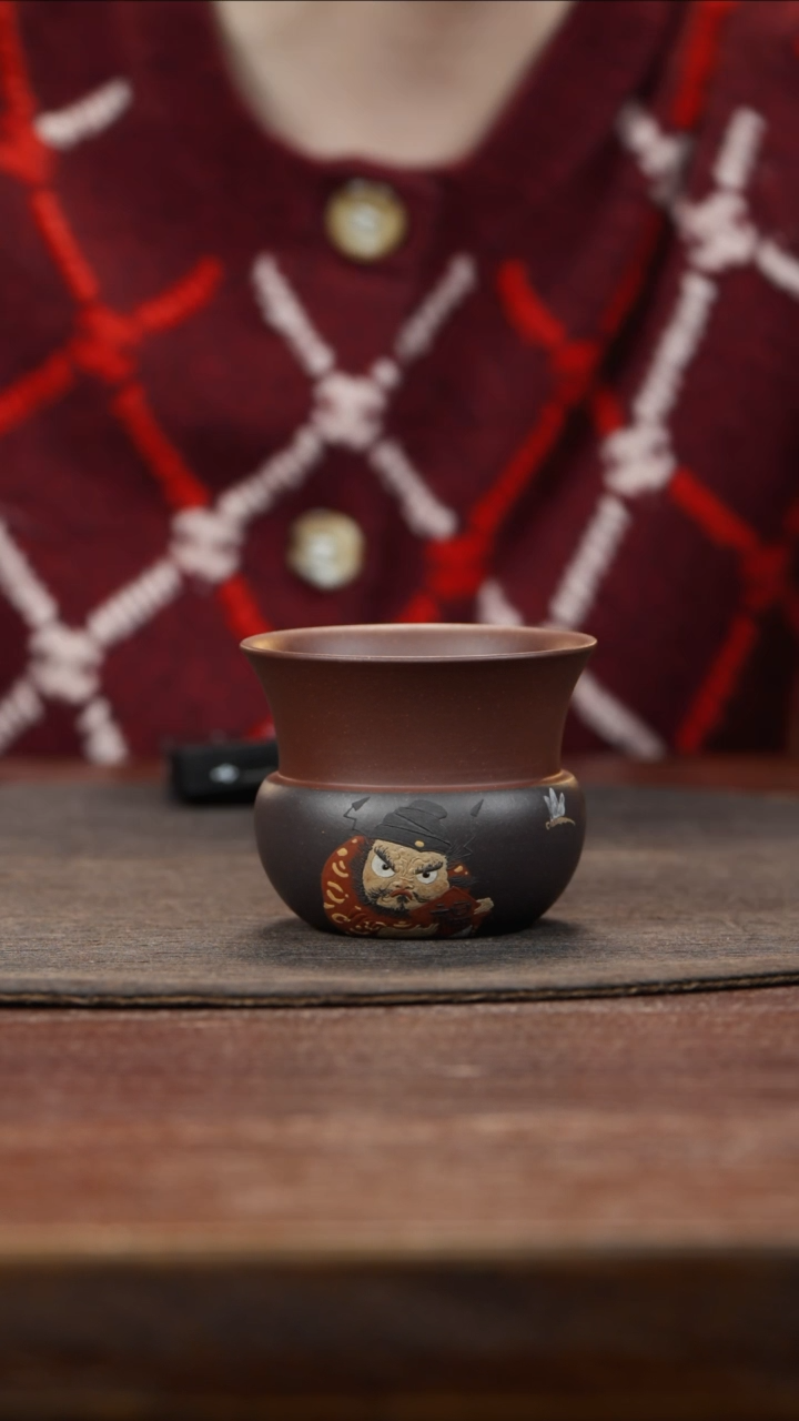 【闪购商品】紫砂茶叶罐扎斗杯黑料泥绘财神