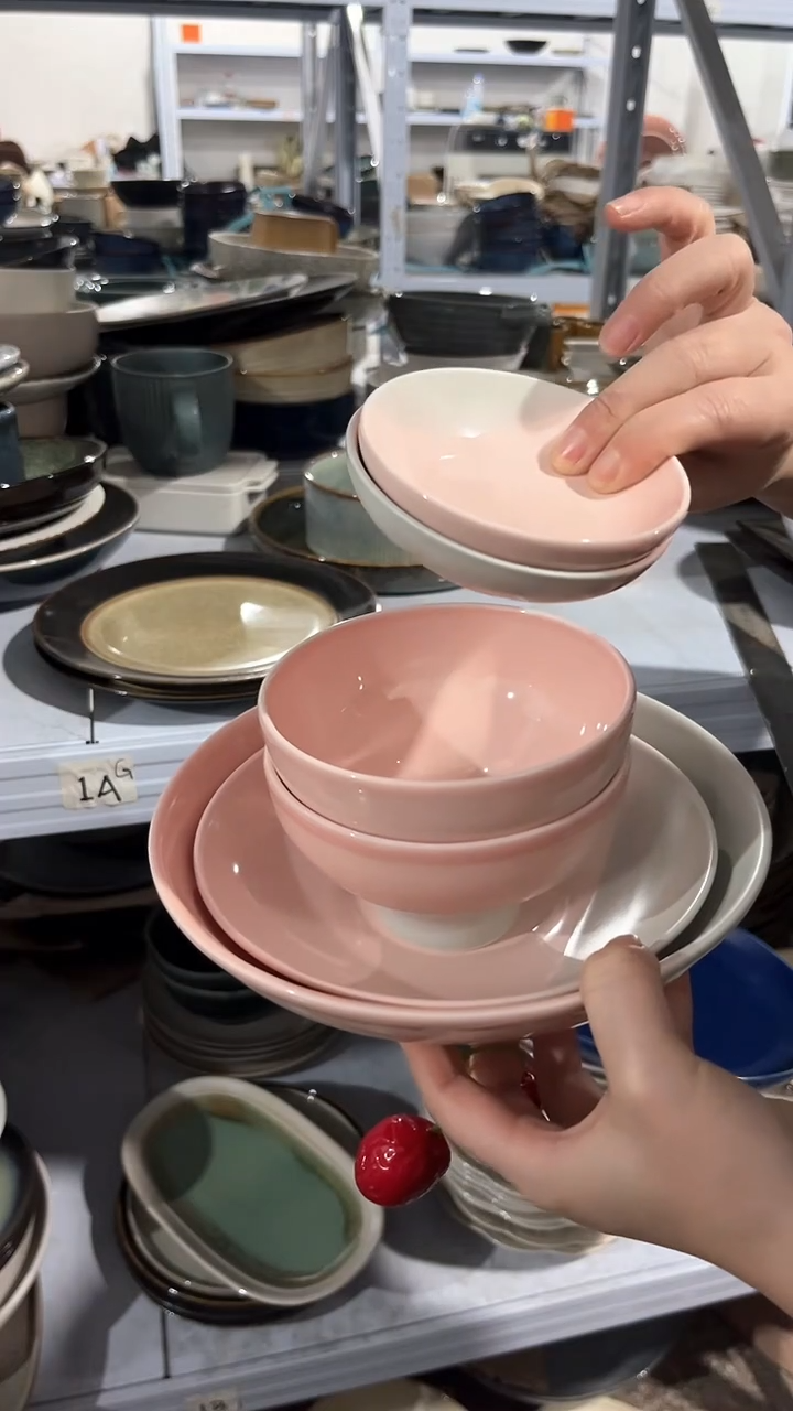 【闪购商品】瓷片外贸尾货瑕疵满20包邮X6 樱花粉六件套