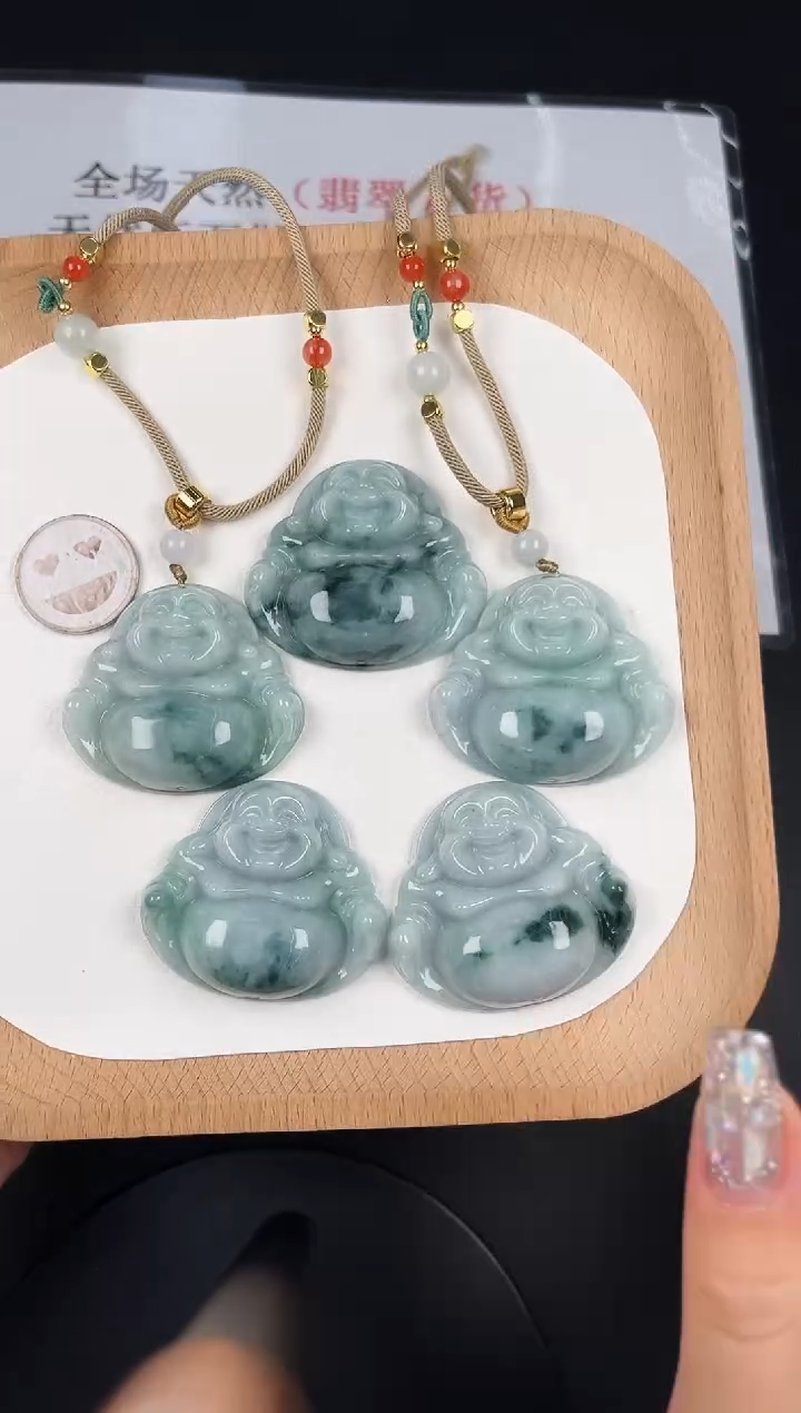 颈饰未镶嵌翡翠LC035蓝绿飘花中大佛+送同款绳子多样性发其一