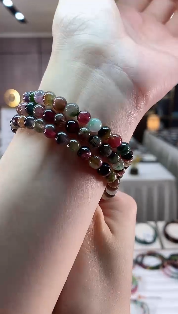 【闪购商品】碧玺西瓜三圈手串5mm+未镶嵌一物一证dan