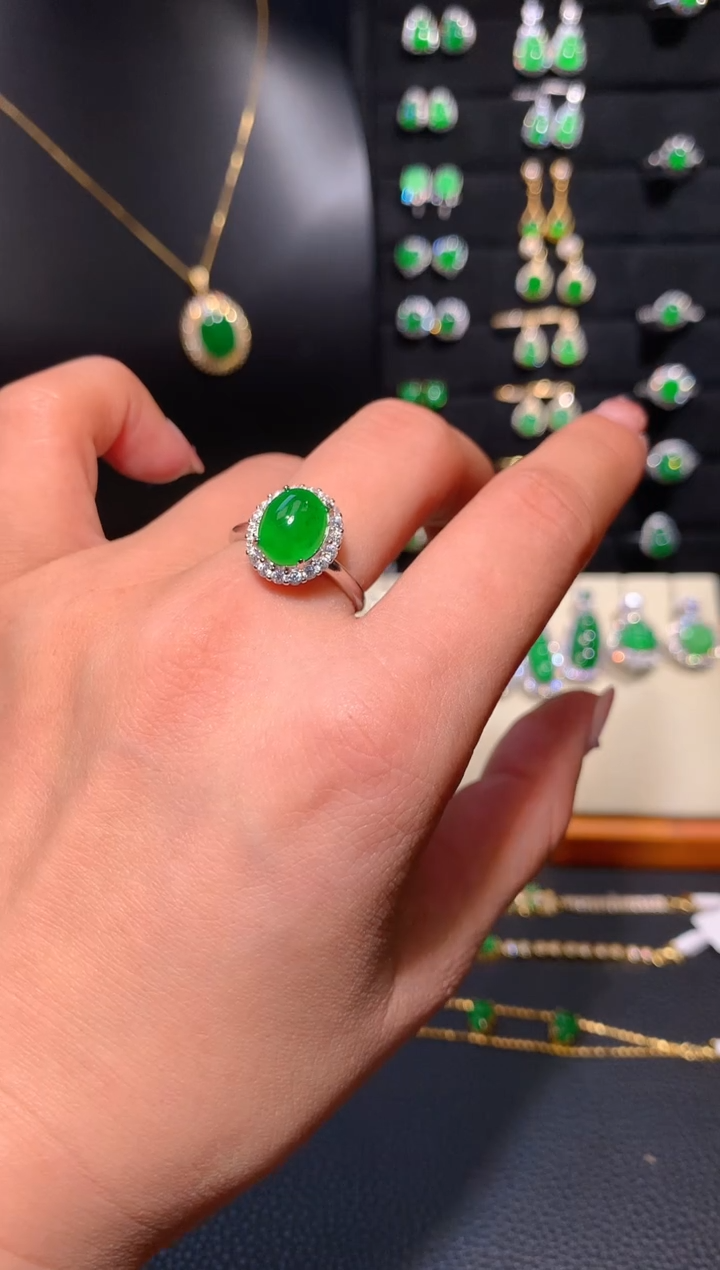 【闪购商品】翡翠戒指银S925镶嵌戒指